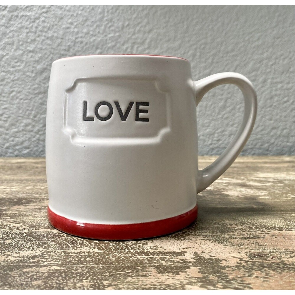 Dwell Studios Valentine's Day "Love" White & Red 18 oz Coffee Cup Mug
